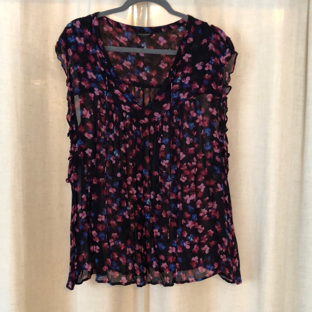 Lucky Brand Sheer Floral Shirt